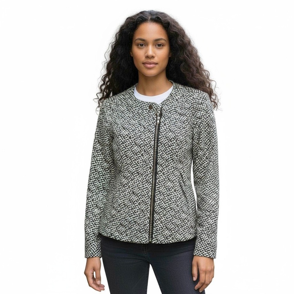 Cabi Black White Geometric Print Zipper Front Jacket Women's Size S